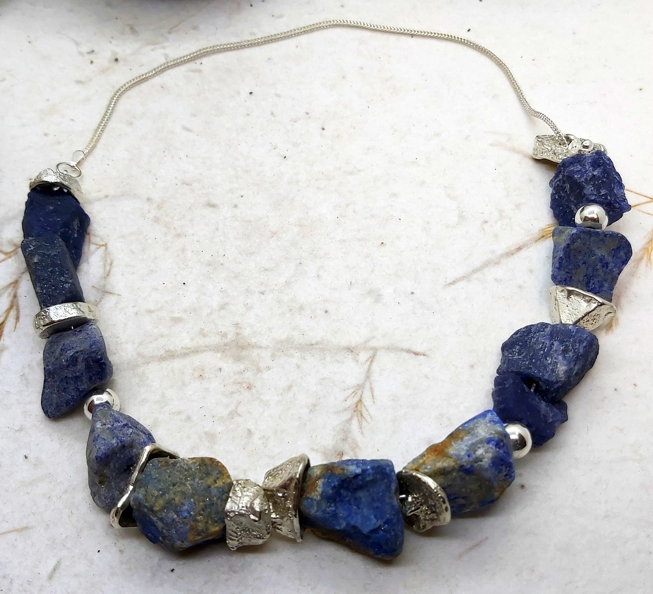 Rough Lapis Lazuli and silver necklace