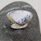 Triangle Opal dendrite cabochon ring in silver and gold, size 7.25