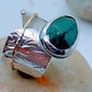 Free form rose cut almond shape Emerald ring size 8