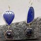 Double stone earrings, flat shaped Lapis Lazuli and faceted hexagonal garnets.