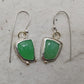 Free form rose cut Chrysoprase ,dangling silver and gold earrings.